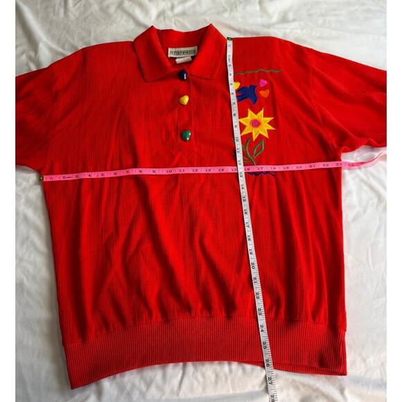Vintage Peter Popovitch Embroidered Blouse Heart Buttons 80s78 - Picture 4 of 7